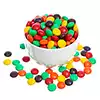 Candy necklaces, foil-covered chocolate coins, candy pacifiers or candies