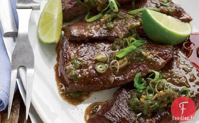Steak de Jupe Poêlée avec Anchois et Citron Vert
