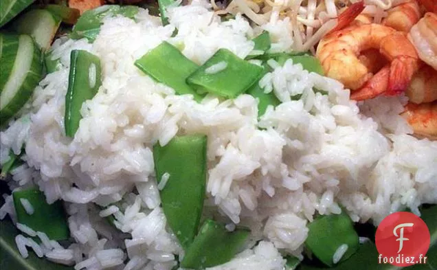 Riz au Gingembre Cuit à la vapeur aux Pois Mange-tout