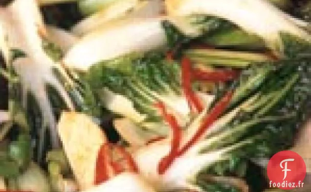 Légumes Verts Chinois Sautés au Gingembre, aux Huîtres et à la sauce Soja