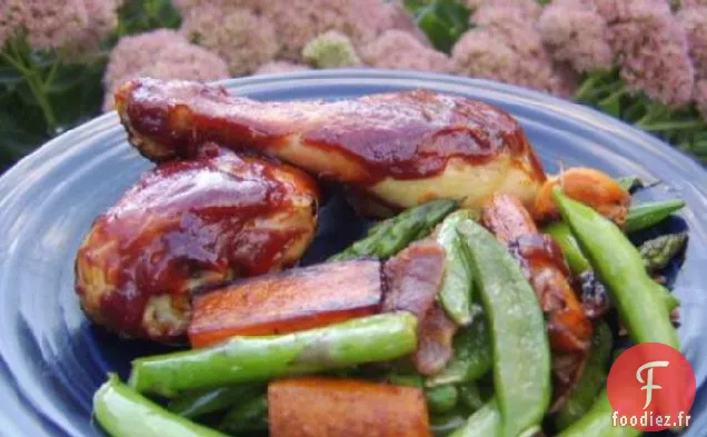 Cuisses De Poulet BBQ Avec Légumes Sautés