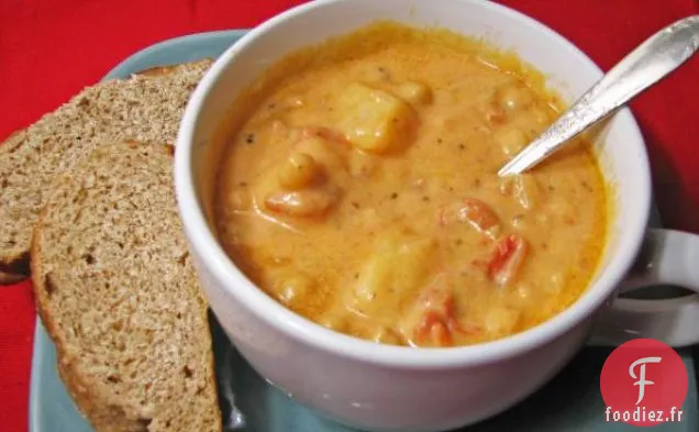 Soupe de Pois Chiches aux Tomates et aux Pommes de Terre au Fromage Facile!