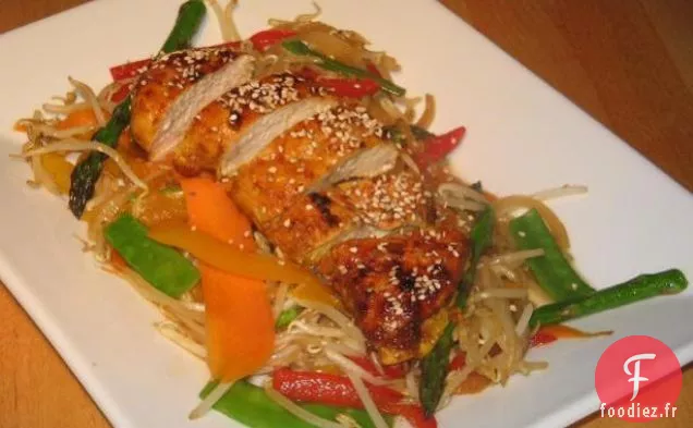 Poitrine De Poulet Épicée / Rôtie Avec Des Légumes Sautés