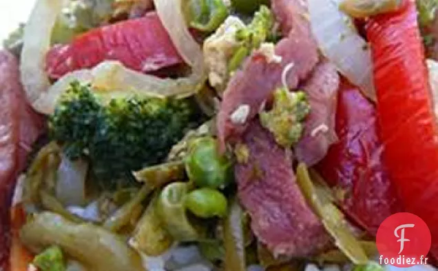 Mélange de Restes de Jambon et de Légumes