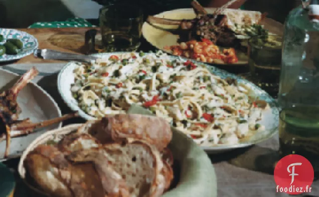 Pâtes fraîches à la Chair de Crabe, Petits Pois et Chili