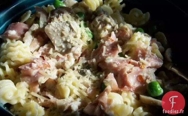 Pâtes Crémeuses à l'Ail aux Champignons et au Prosciutto