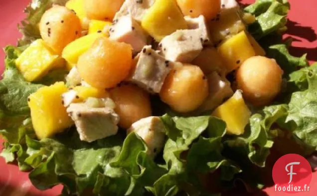 Salade de Mangue, Melon et Poulet (Faible en Sodium)