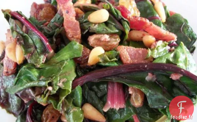 Bettes à Carde aux Lardons, Pignons et Raisins Secs