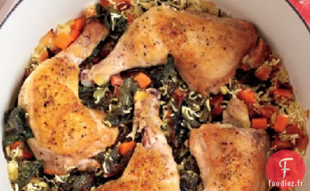 Poulet à une Casserole et Riz aux Blettes