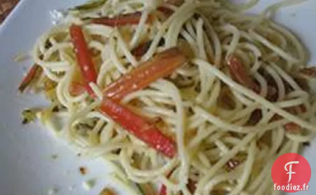 Tiges de Blettes et Pâtes à l'Ail