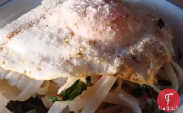 Carbonara Plus Sain Avec Des Légumes Verts