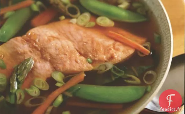 Soupe Miso Aux Asperges Et Saumon Grillé
