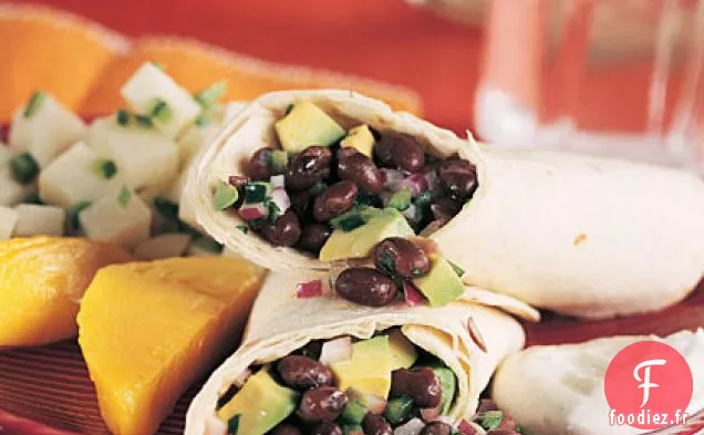 Wraps de Tortilla aux Haricots Noirs et au Poblano