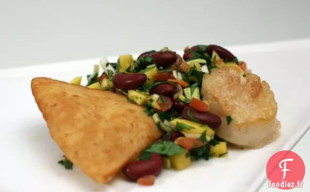 Pétoncles à la Sauce à la Noix de Coco Habanero et Salsa à la Mangue Habanero