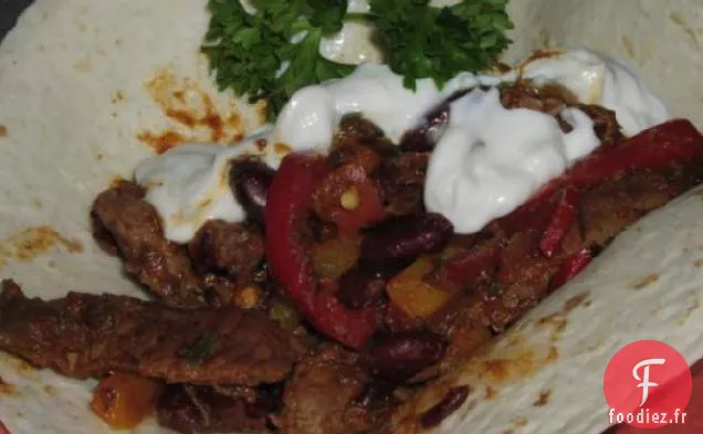 Fajitas au Bœuf et aux Haricots Rouges