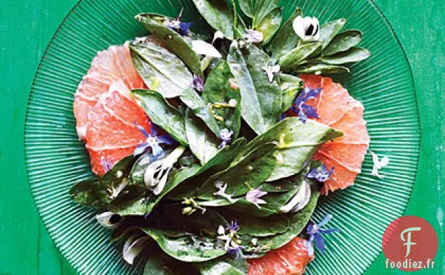 Salade Verte, Pamplemousse et Fleurs Fava