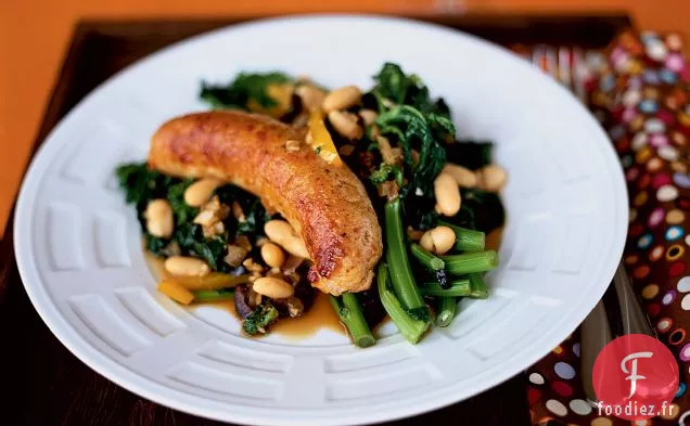 Rabe de Brocoli à l'Ail avec Saucisse et Poivrons