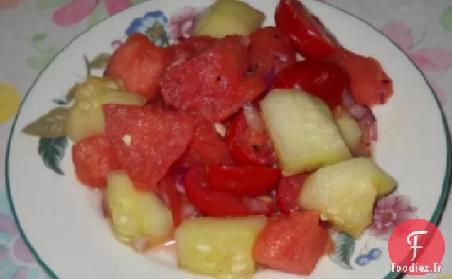 Salade de Pastèque, Tomate Cerise et Concombre