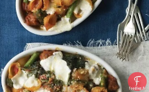 Rabe De Saucisse, Mozzarella Et Brocoli Aux Coquilles