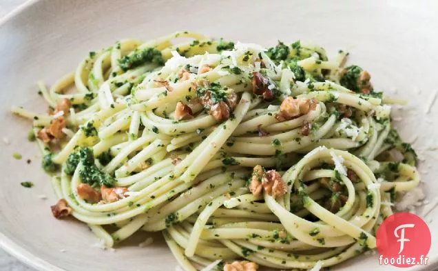 Linguine au Brocoli Rabe - Pesto de Noix