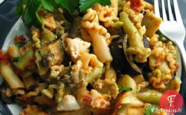 Rigatoni Aux Aubergines et au Pesto de Tomates Séchées