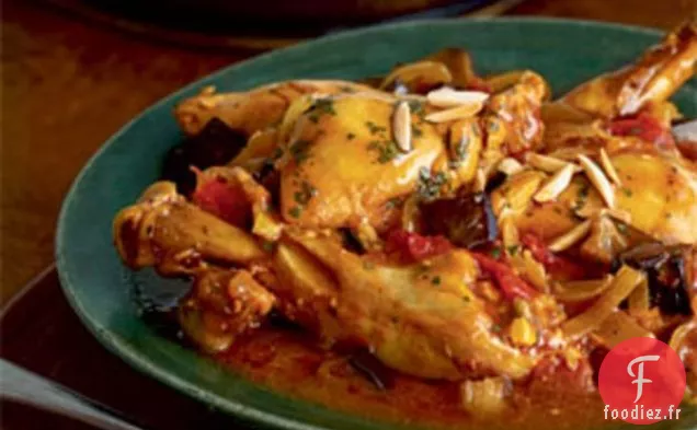 Poulet Marocain aux Aubergines, Tomates et Amandes