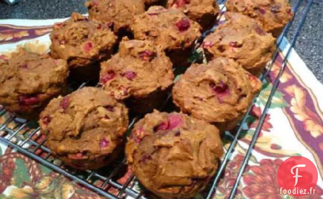 Muffins Frais à la Citrouille aux Canneberges