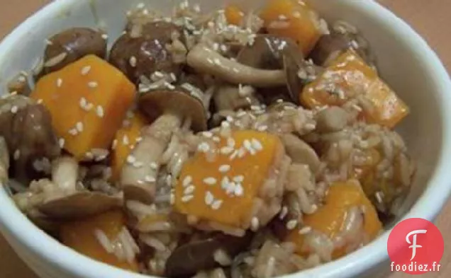 Pilaf de Champignons Japonais, Châtaignes et Courge Musquée