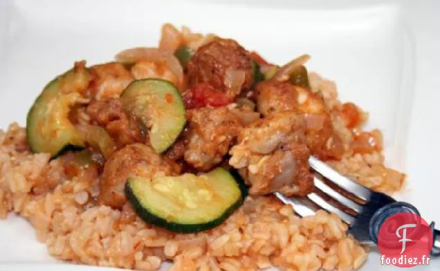 Courgettes Mexicaines et Poulet sur Riz