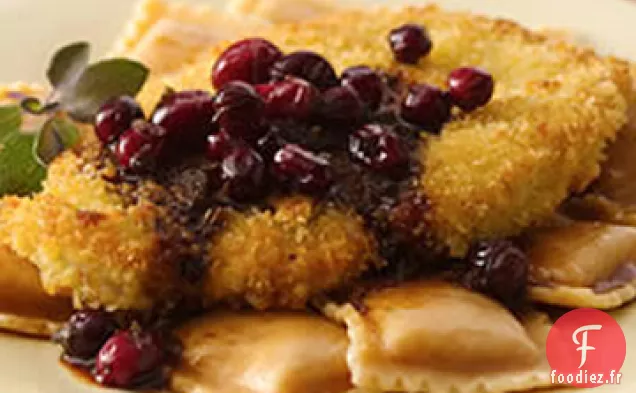 Raviolis de Saint-Jacques à la Dinde et à la Courge au Beurre Brun aux Canneberges