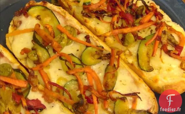 Pizza au Pain Français aux Légumes Grillés