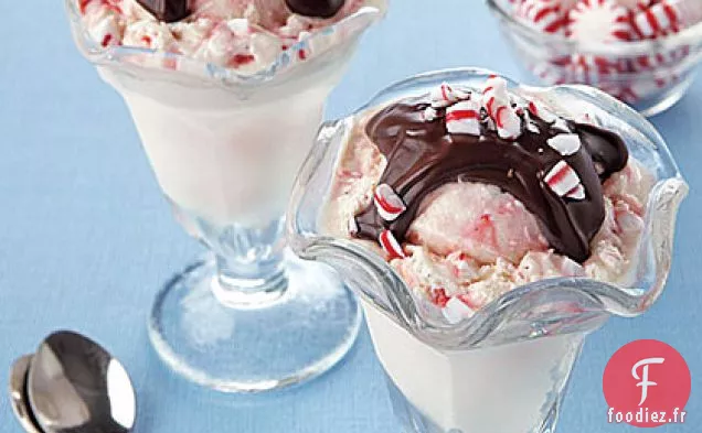 Sundaes au Fudge Chaud à la Menthe Poivrée
