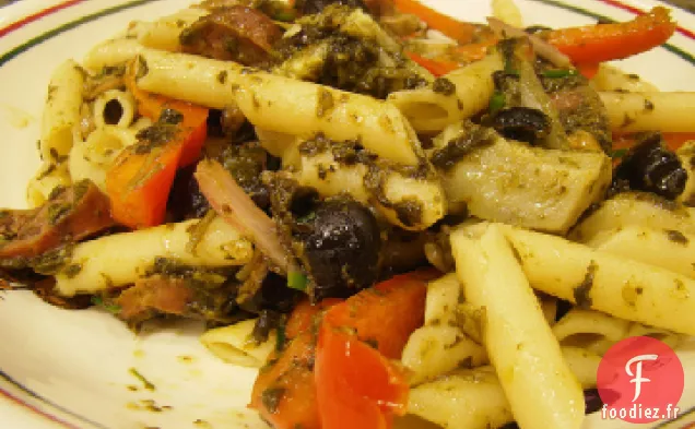 Mostaccioli au four avec des poivrons