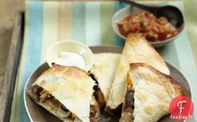 Quesadillas avec Saucisse de Poulet et Légumes Rôtis