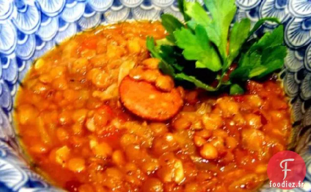 Soupe aux Lentilles, Tomates et Chorizo
