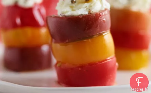 Tours de Tomates Cerises avec Aïoli au Fromage de Chèvre