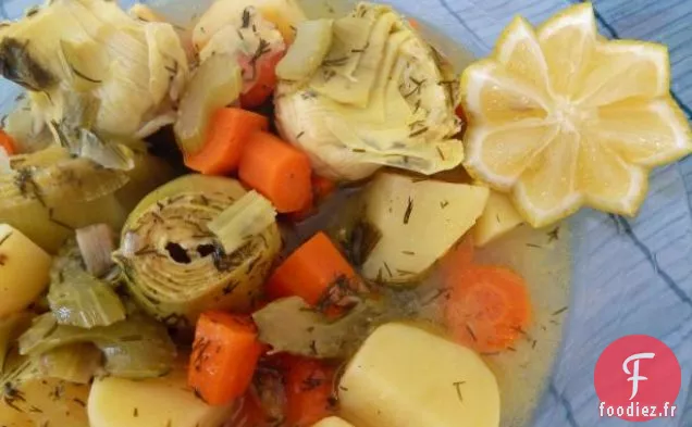 Aginares Latheres: Artichauts Aux Légumes (Vegan)