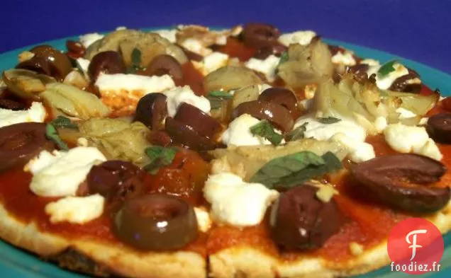 Pizza aux Artichauts, Olives et Fromage de Chèvre