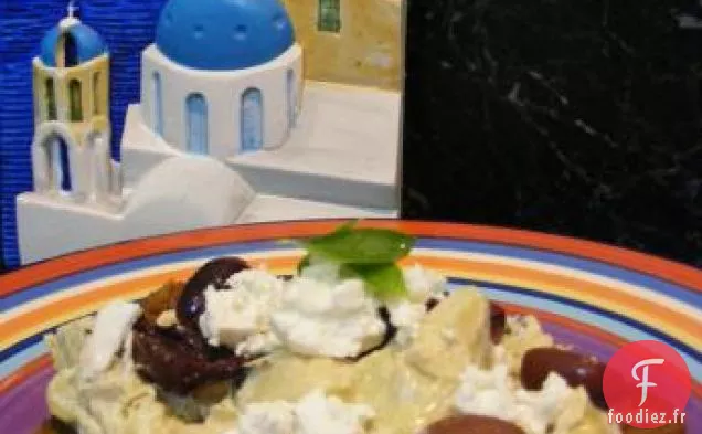 Brouillade Grecque Aux Artichauts, Olives Noires et Feta