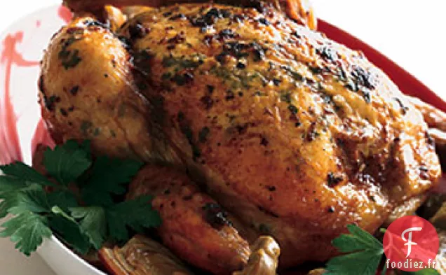 Poulet Rôti aux Artichauts et Beurre de Gremolata