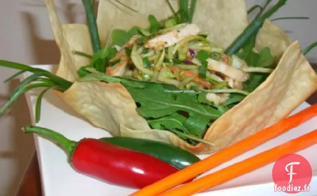 Salade de Poulet Thaï dans un bol à rouleaux de Printemps