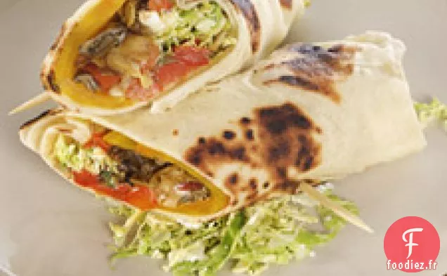 Pain Plat Grillé À La Poêle Avec Champignons Et Légumes D'Automne