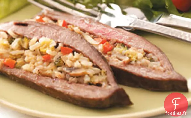 Steak de Flanc Farci au Riz