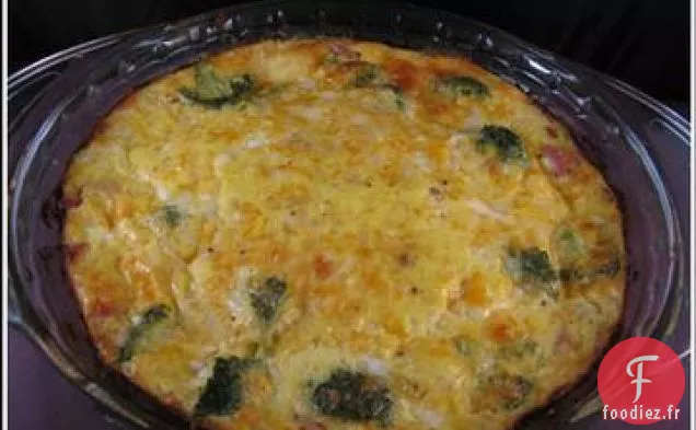 Quiche au Jambon et au Brocoli Sans Croûte à faible Teneur en Glucides