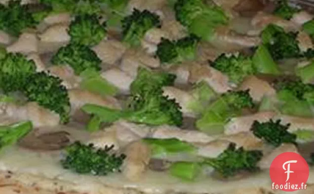 Pizza au Fromage Ricotta Rapide et Facile avec Champignons, Brocoli et Poulet