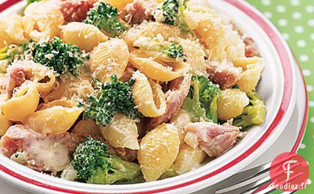 Coquilles de Pâtes Crémeuses au Brocoli et au Jambon