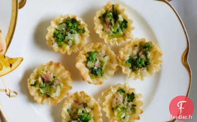 Tartelettes de Poireaux et Brocolis à la Pancetta