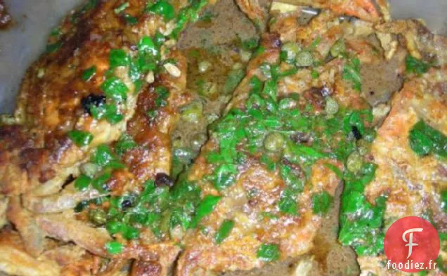 Crabes À Carapace Molle Sautés De Sheila Avec Sauce Au Beurre Au Citron