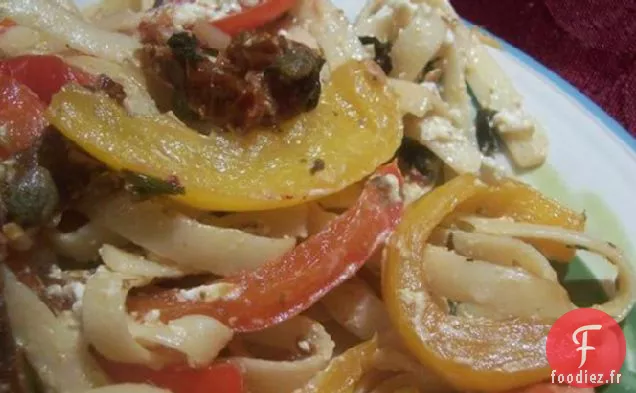 Fettuccine Au Fromage de Chèvre et Poivrons