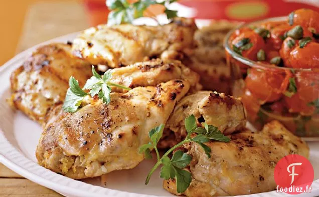 Cuisses de Poulet Grillées aux Tomates Raisins Rôties